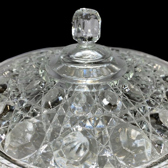 Vintage Federal Clear Glass Windsor Lidded Glass Dish Round - Picture 4 of 7